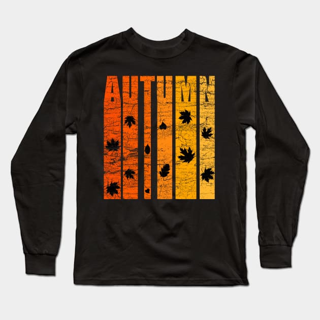 Autumn And Fall Colors Vintage Distressed Style Long Sleeve T-Shirt by guitar75